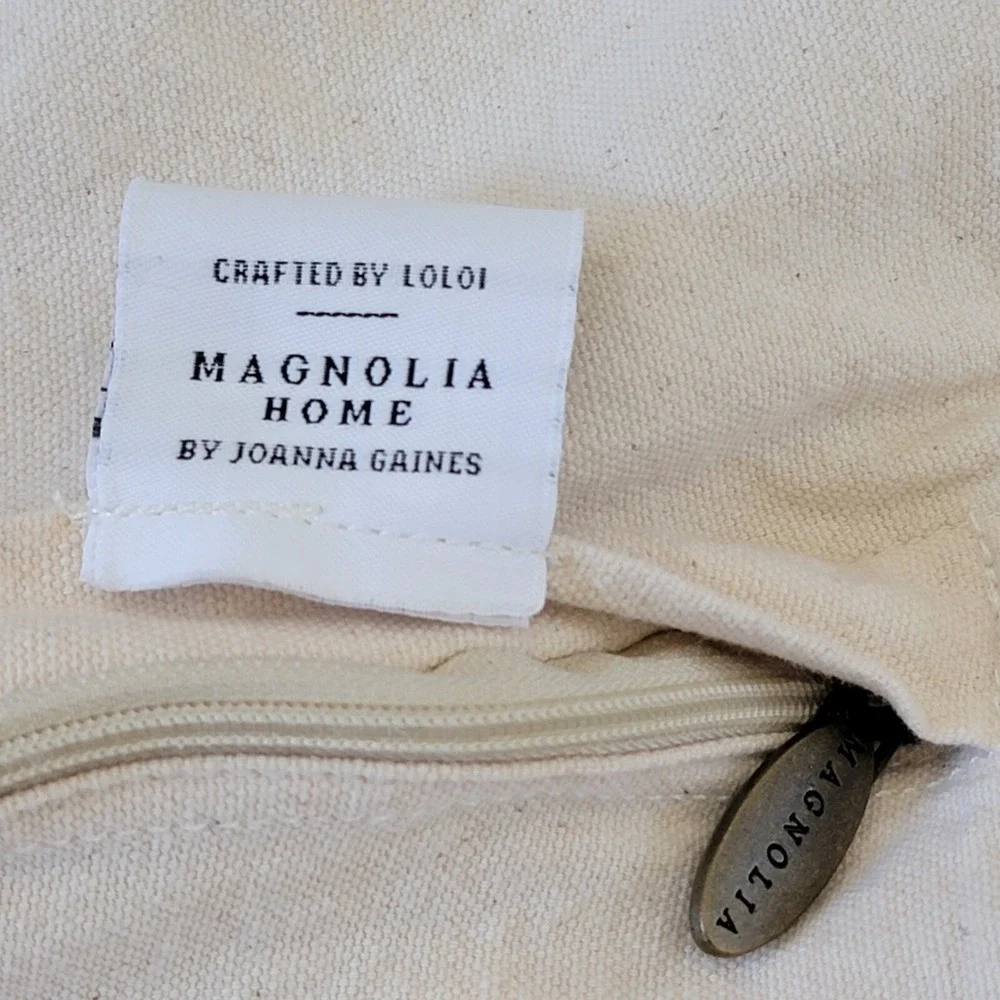 Magnolia‎ Home Pillow Cover 20 x 20 Neutral Striped Nubby Woven Textured Boho
